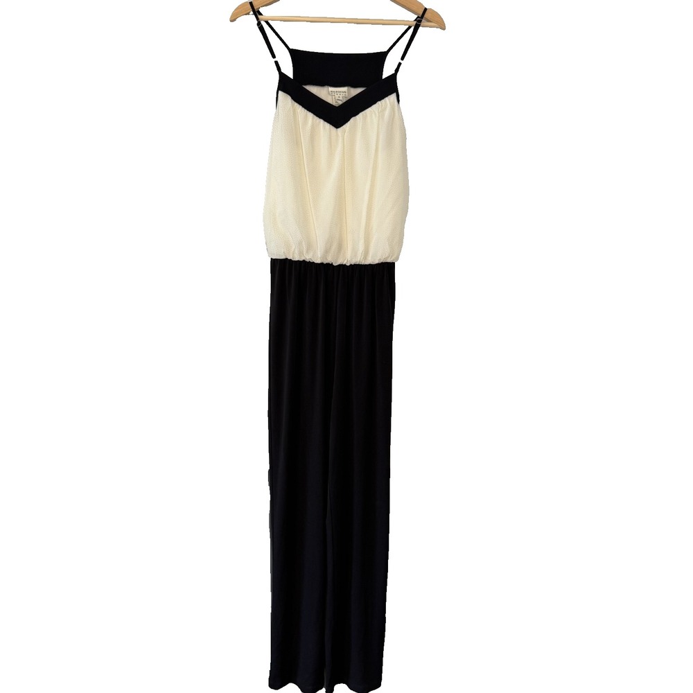 En Focus‎ Studio Womens Black Ivory Gold Sparkle Sleeveless Jumpsuit Y2K Size 4